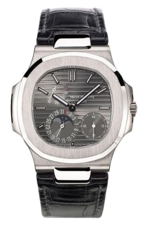 Patek Philippe Nautilus Date Moon Phases Watch 18k White Gold 40mm 5712G-001
