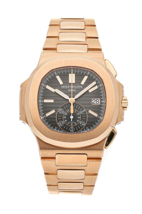 Patek Philippe Nautilus Flyback Chronograph Date Watch 18k Rose Gold 405 mm 5980/1R-001