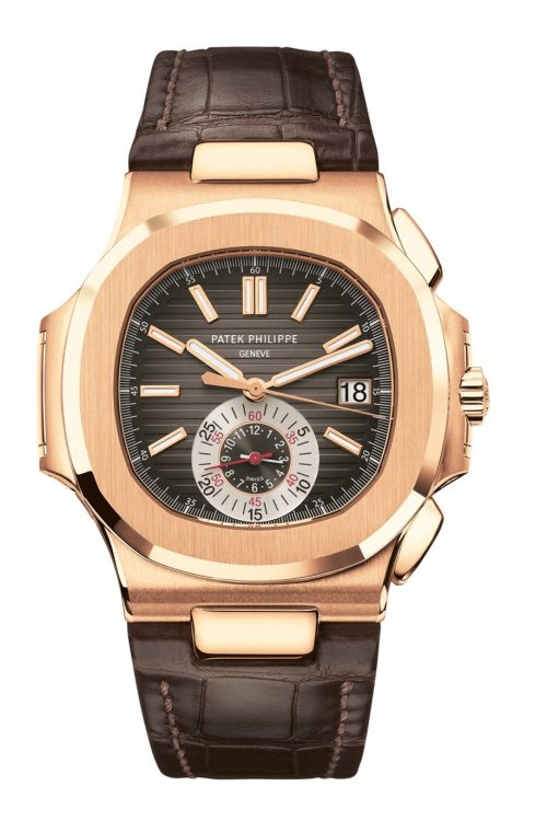 Patek Philippe Nautilus Flyback Chronograph Date Watch 18k Rose Gold 405 mm 5980R-001