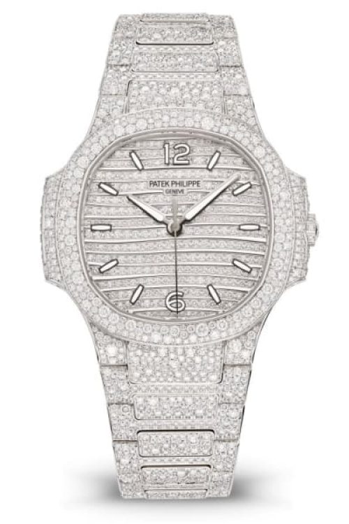 Patek Philippe Nautilus Haute Joaillerie Ladies Automatic Watch 18K White Gold and Diamonds 352mm 7118/1450G-001
