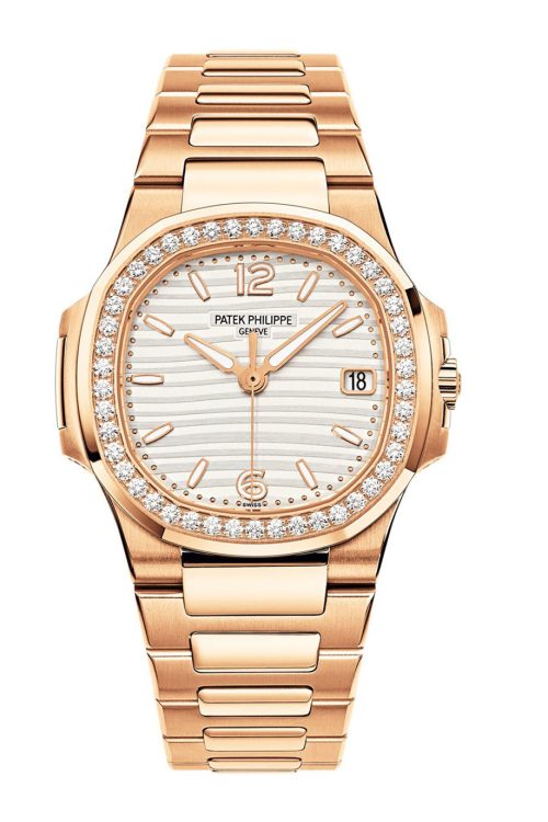 Patek Philippe Nautilus Quartz Diamond Ladies Watch 18k Rose Gold 32mm 7010/1R-011