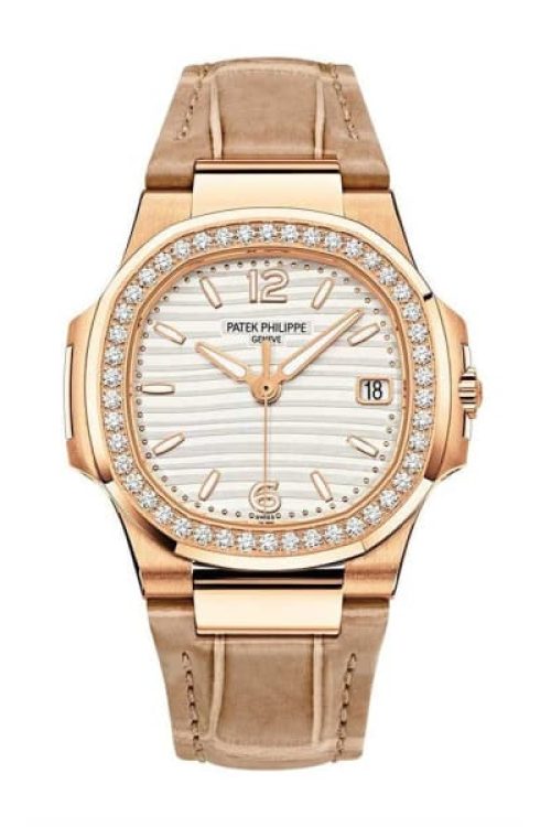 Patek Philippe Nautilus Quartz Diamond Ladies Watch 18k Rose Gold 32mm 7010R-011