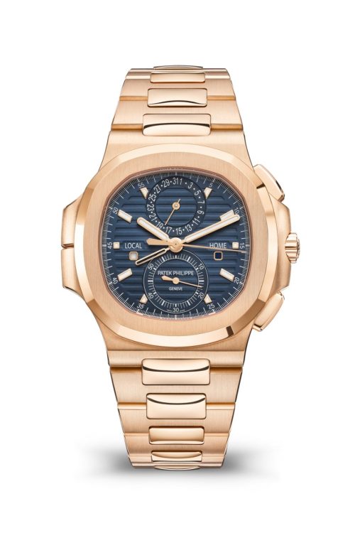 Patek Philippe Nautilus Travel Time Chronograph Watch 18k Rose Gold 405 mm 5990/1R-001