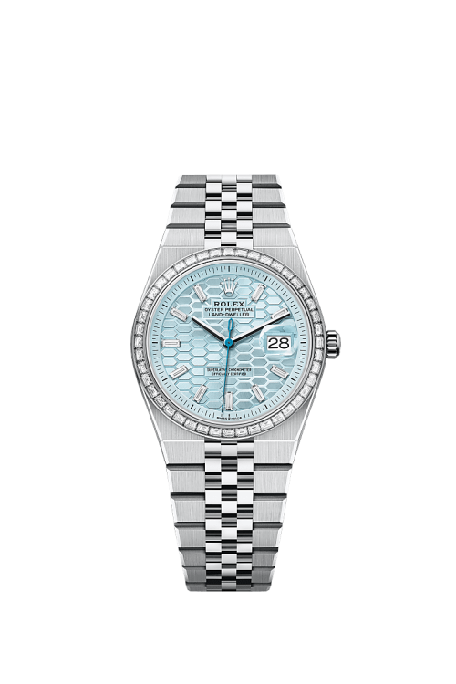 Rolex Land-Dweller 36 Platinum and Diamonds Ice blue dial Flat Jubilee 127286tbr-0001