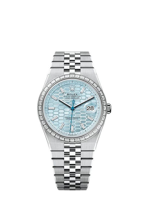 Rolex Land-Dweller 40 Platinum and Diamonds Ice blue dial Flat Jubilee 127386tbr-0001