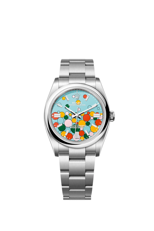 Rolex Oyster Perpetual 36 Oystersteel 36mm Turquoise Celebration Motif Dial 126000-0009
