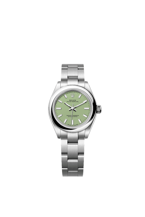 Rolex Oyster Perpetual Oystersteel 28mm Pistachio-green dial Domed Oyster 276200-0006