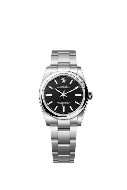 Rolex Oyster Perpetual Oystersteel 34mm Black dial Domed Oyster 124200-0010
