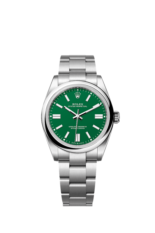 Rolex Oyster Perpetual Oystersteel 41mm Green dial Domed Oyster 134300-0004