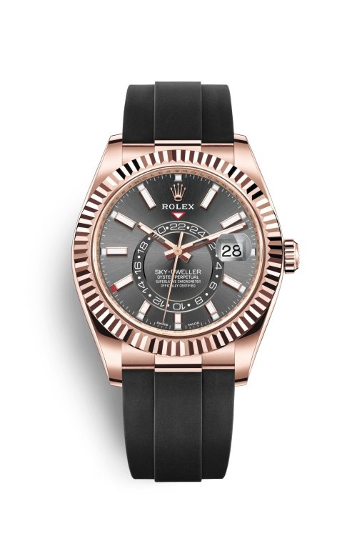 Rolex Sky-Dweller 42mm 18k Everose Gold Oysterflex 326235-0006