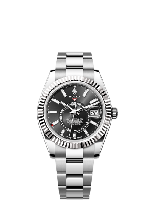 Rolex Sky-Dweller 42mm Oystersteel and 18k White Gold Black Oyster 336934-0007