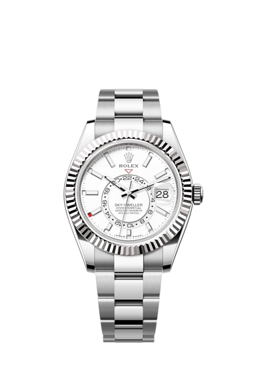 Rolex Sky-Dweller 42mm Oystersteel and 18k White Gold White Oyster 336934-0003