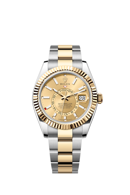 Rolex Sky-Dweller 42mm Oystersteel and 18k Yellow Gold Champagne Oyster 336933-0001