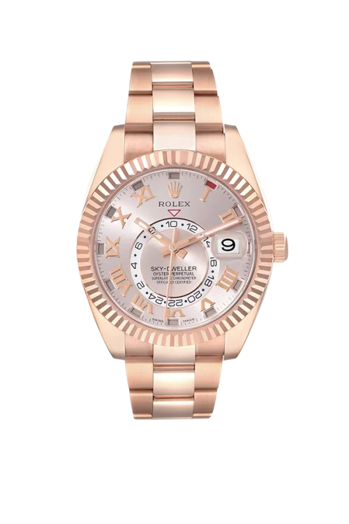Rolex Sky-Dweller 42mm Rose Gold Sundust Dial Mens Watch 42mm 42mm