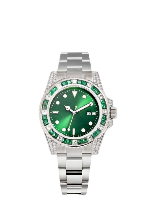Rolex Submariner Date 18K White Gold Diamonds Emerald 40mm